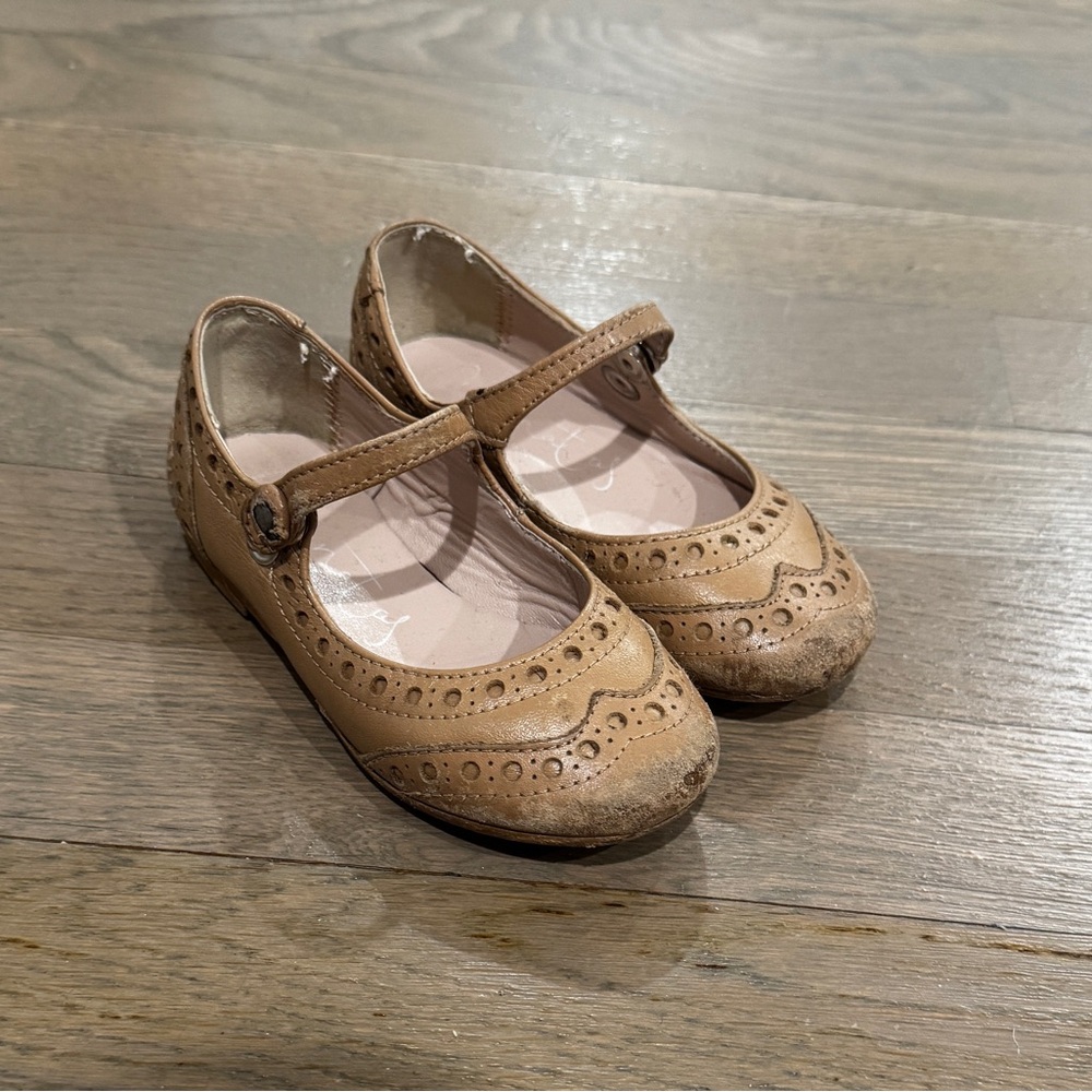 Papanatas Brown Leather Mary Janes Sz 24 Girls | Spanish Wingtip Shoes